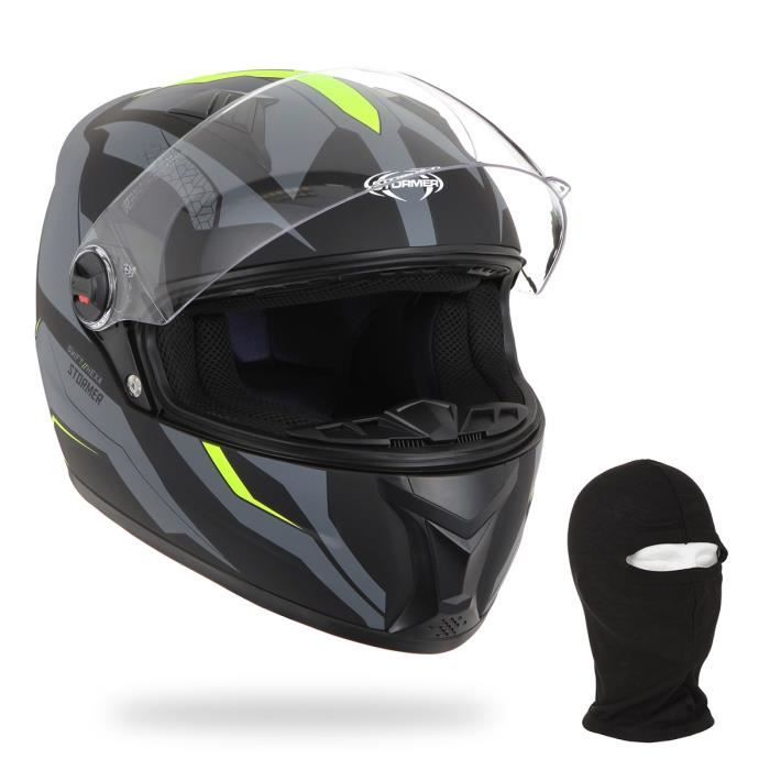 STORMER Casque Intégral Swift Hexa Jaune Gris + Cagoule