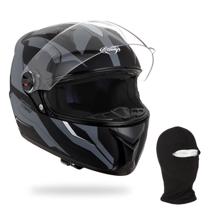 STORMER Casque Intégral Swift Hexa Gris Noir + Cagoule