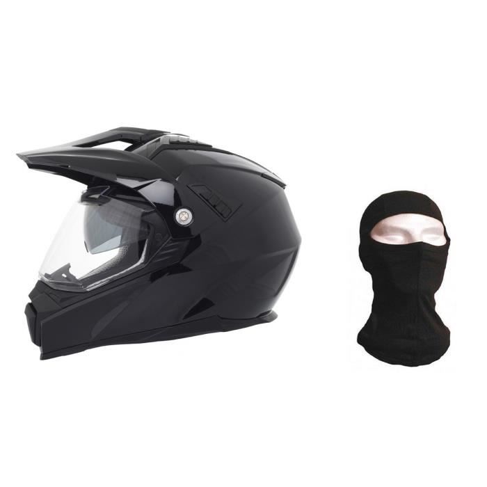 STORMER Casque Cross Traveller Noir Verni + Cagoule