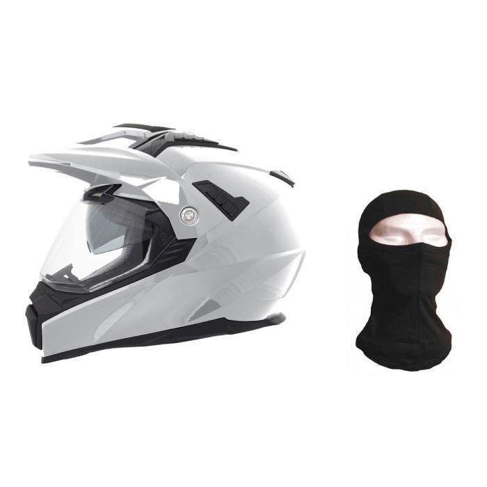 STORMER Casque Cross Traveller Blanc + Cagoule