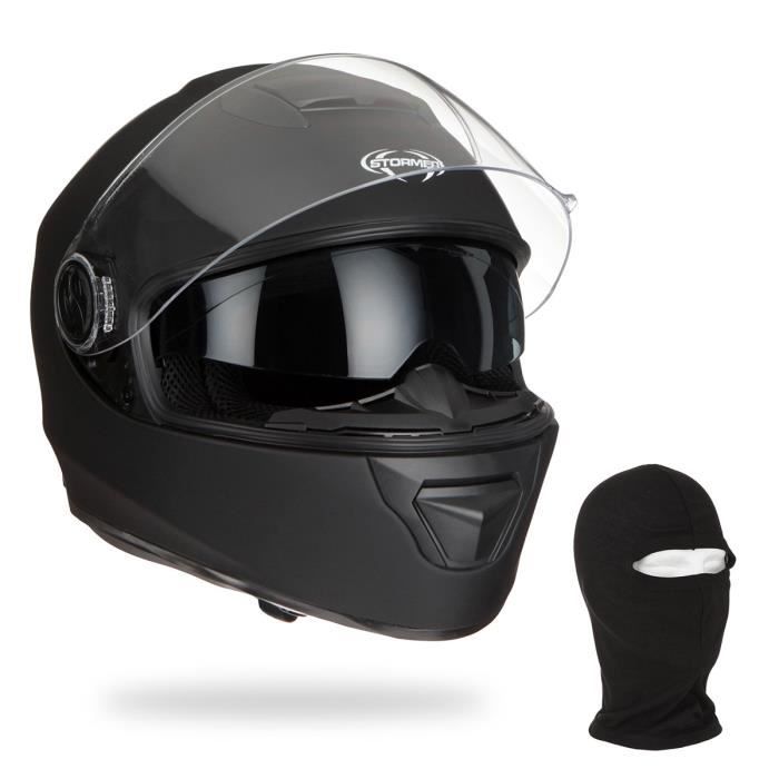 STORMER Versus Casque Polycarbonate Noir mat + Cagoule