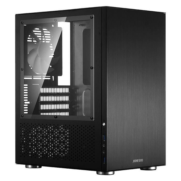 JONSBO Boitier PC C3 - Cube - Format Micro ATX - Fenêtre - Alumium - Noir