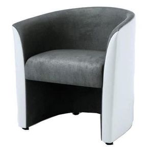 BAYA Fauteuil cabriolet en simili Gris et blanc