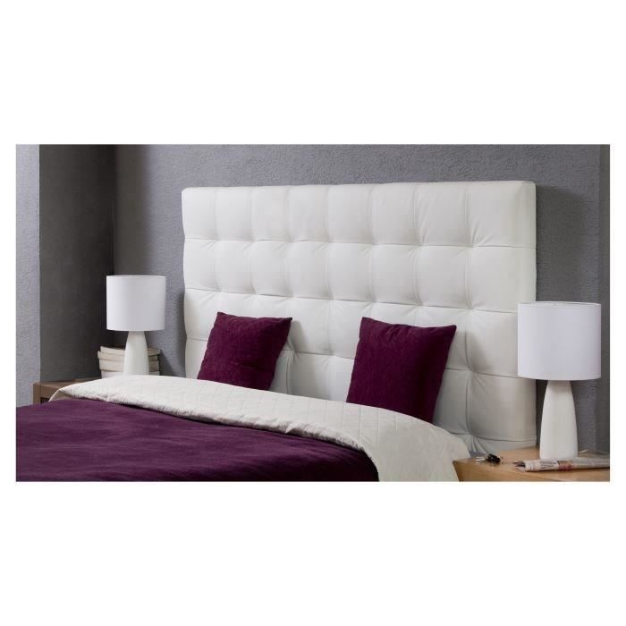 FINLANDEK Tête de lit capitonnée GREENWICH style contemporain en bois pin et épicéa massif - Simili blanc - L 140 cm
