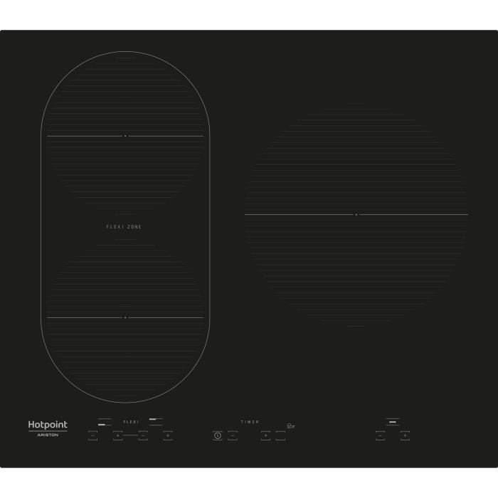 HOTPOINT IKID631BLC-Table de cuisson induction-3 zones-7200 W-L58 xP51 cm-Revêtement verre-Noir