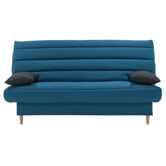 LIV Banquette clic clac 3 places - Tissu bleu canard - Slyle scandinave - L 190 x P92 cm