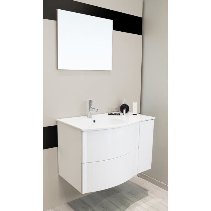 RONY Salle de bain complète simple vasque - Laqué blanc