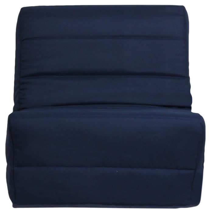ROMA Banquette convertible BZ 1 place - Tissu bleu - Made in France - L 80 x P 96 cm