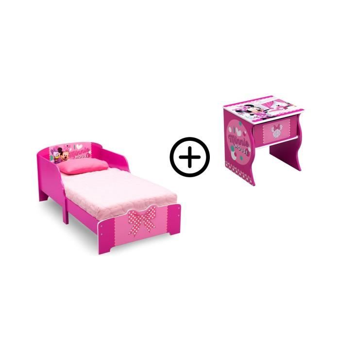MINNIE- Deltakids - Lit bois + Table de chevet