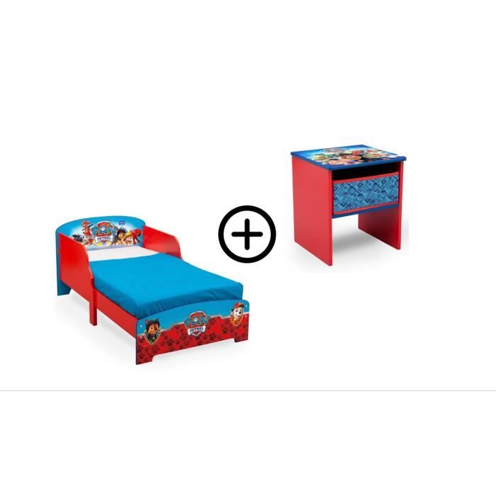 PAT' PATROUILLE - Deltakids - Lit bois + Table de chevet