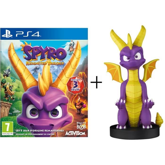 Pack Spyro : Figurine support manette Cable Guy Spyro + Spyro Reignited Trilogy Jeu PS4