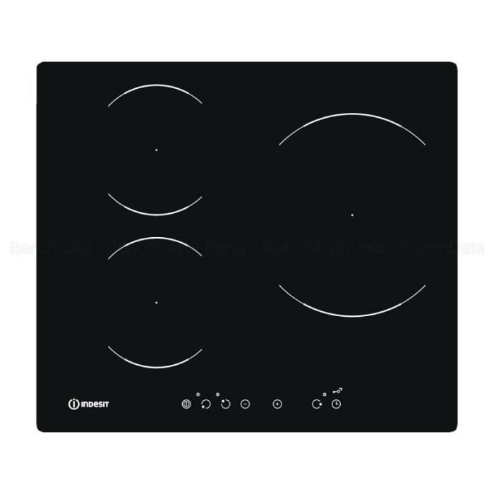 INDESIT VIS631BLF - Table à induction - 3 Foyers - Puissance totale 7000 W - Noir