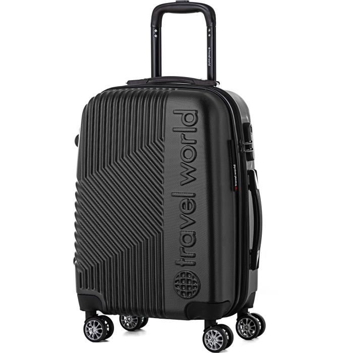 TRAVEL WORLD Valise cabine 55cm avec 8 roues Noir