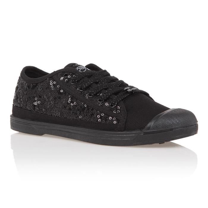 LE TEMPS DES CERISES Baskets Sportwear Basic 02 Sequins Noir Femme