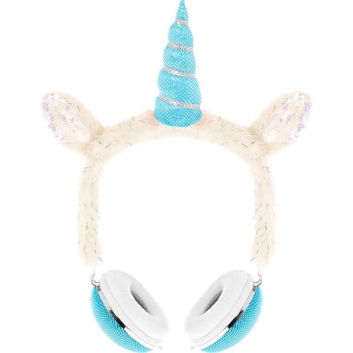 DGL TOYS casque audio enfant Peluche Licorne - Bleu