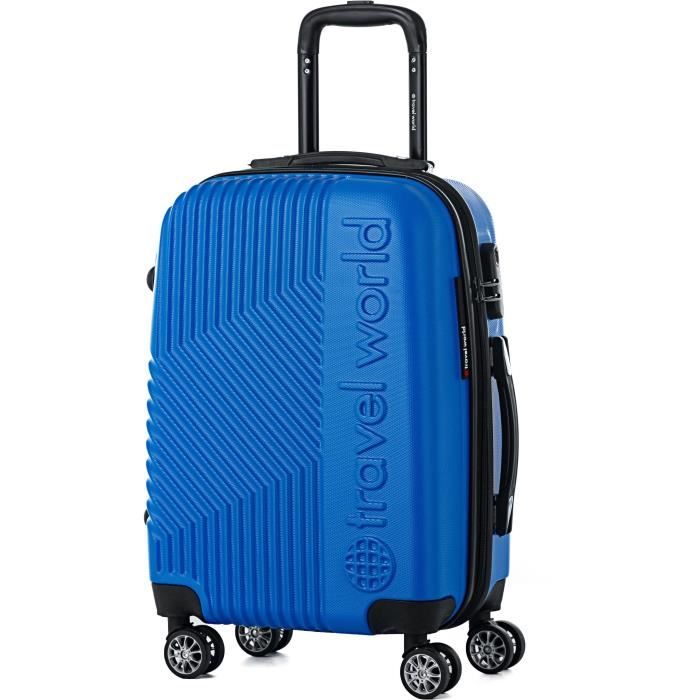 TRAVEL WORLD Valise cabine 55cm avec 8 roues Bleu