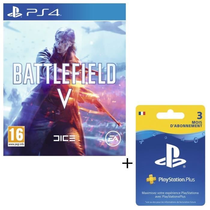 Pack Battlefield V Jeu PS4 + Abonnement Playstation Plus 3 Mois