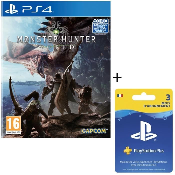 Monster Hunter World + Abonnement PlayStation Plus 3 mois