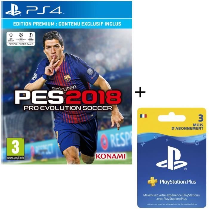 PES 2018 Edition Premium + Abonnement PlayStation Plus 3 mois