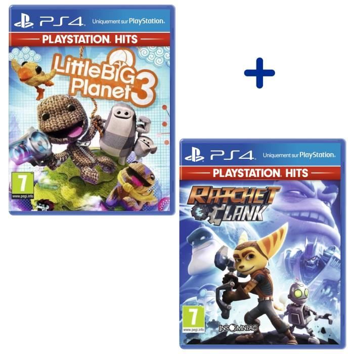 Pack 2 Jeux PS4 PlayStation Hits : Little Big Planet 3 + Ratchet & Clank