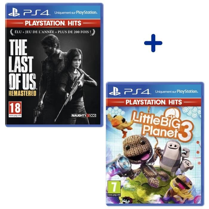 Pack 2 Jeux PS4 PlayStation Hits : The Last of Us Remastered + Little Big Planet 3