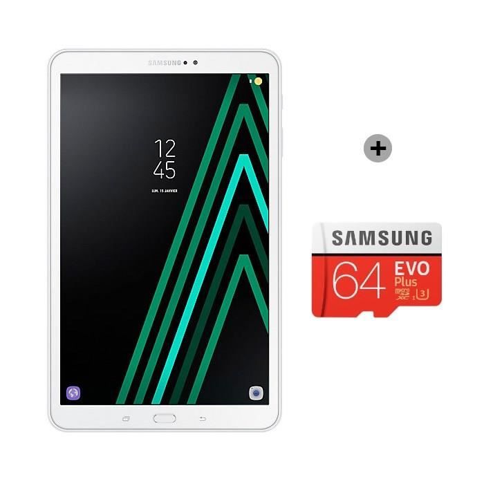 SAMSUNG Tablette tactile Galaxy Tab A6 - 10,1 pouces WUXGA - Stockage 32 Go - Blanc + Carte Micro SD Evo Plus - 64 Go