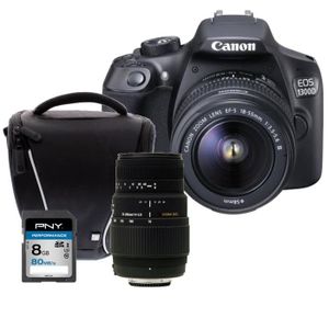 CANON EOS 1300D + EF-S 18-55mm DC III Appareil photo Reflex + Carte 8Go + Sacoche + Objectif Sigma70-300 mm
