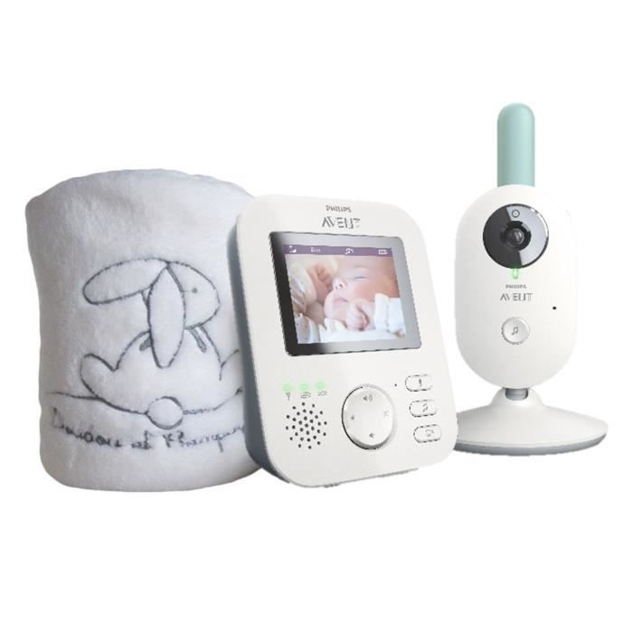 PHILIPS AVENT Pack Nuit Douce 1 Ecoute-bébé SCD620 + 1 plaid brodé