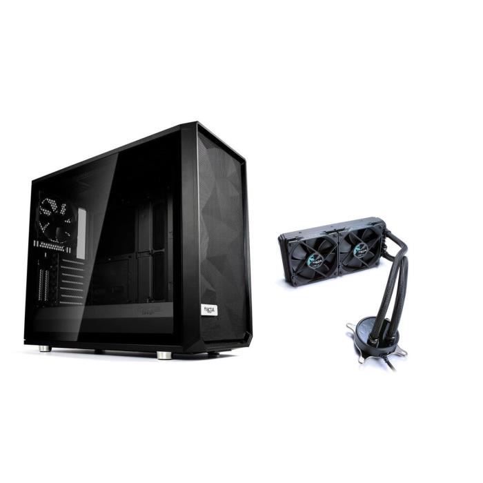 Pack Fractal Design Boîtier PC Meshify S2 Blackout + Watercooling Celsius S24 Blackout