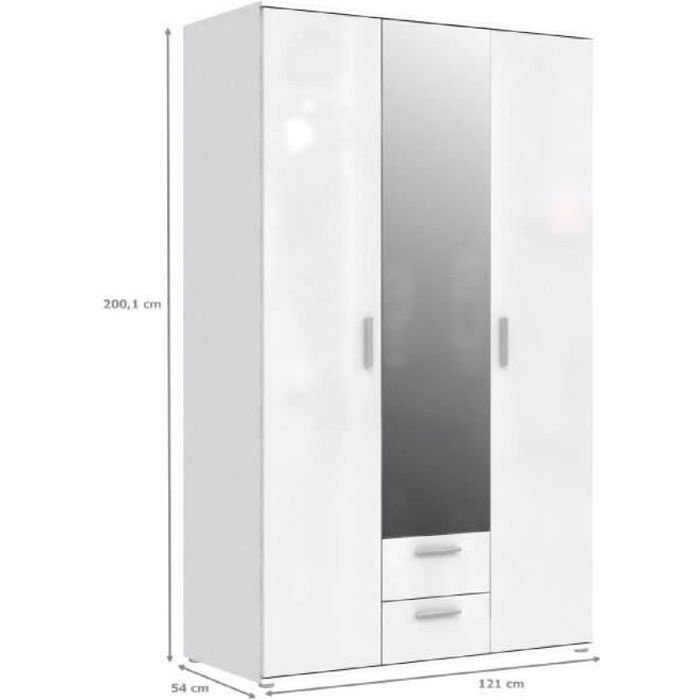 FINLANDEK Armoire de chambre SELKEÄ style contemporain blanc laqué brillant - L 121 cm