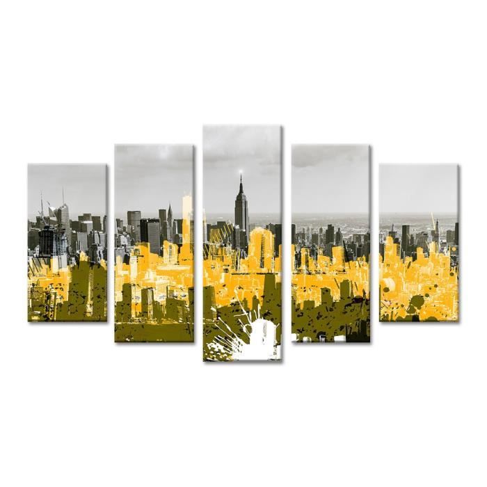 NYC Tableau multi panneaux 150x80 cm jaune new-york