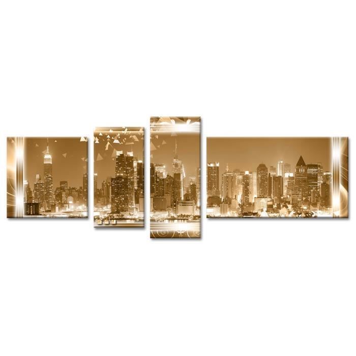 CITYLIGHT Tableau multi panneaux 160x60 cm jaune new-york