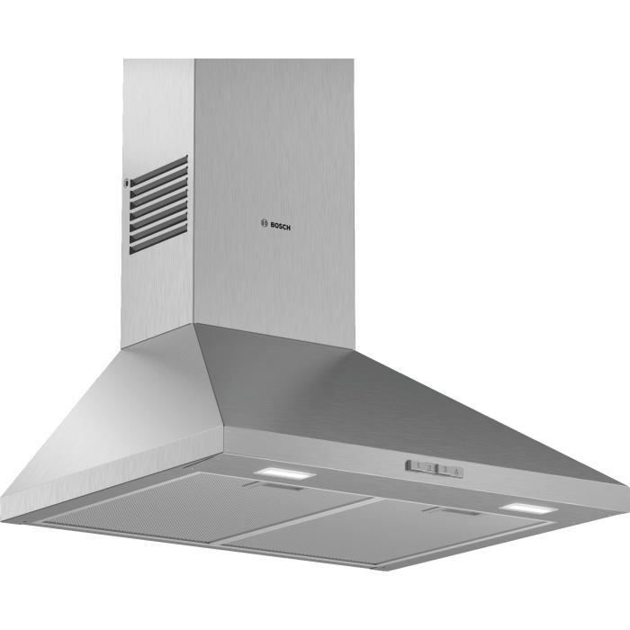 BOSCH DWP64BC50 - Hotte murale - Evacuation / Recyclage - 360 m3 air / h - 66 dB max - C - 3 vitesses - L 60 cm - Inox
