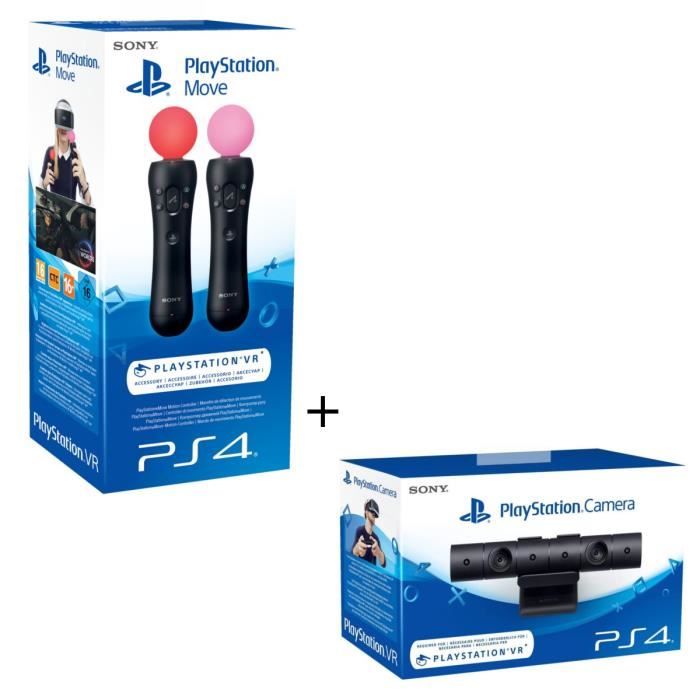 Pack Paire Manette de détection de mouvements PlayStation Move + PlayStation Camera PS4 pour PS4 et PS4 Pro