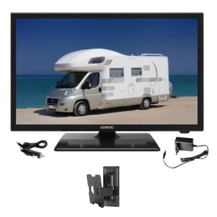 OCEANIC TV LED Camping Car + Support TV mural inclinable - TV Full HD 55cm (21,5'') 12-24V et 220V