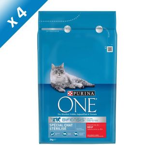 PURINA ONE Chat Stérilisé - Boeuf et Blé - 3 KG (x4) - Pour chat adulte