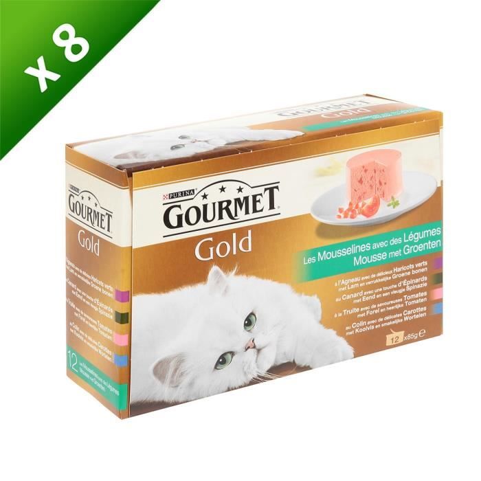 GOURMET GOLD Mousselines de légumes - pour chat - 12x85G (x8)