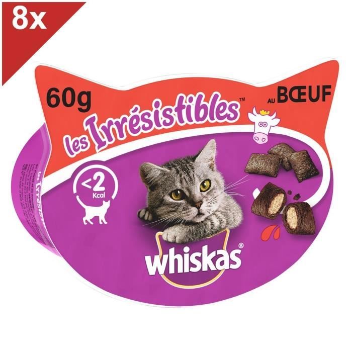 WHISKAS Les Irrésistibles friandises - Au bŒuf - Pour chat - 60 g (x8)