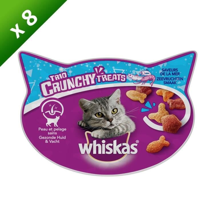 WHISKAS Trio crunchy friandises - Saveurs de la mer - Pour chat - 55 g (x8)