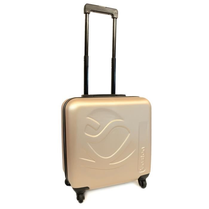 KINSTON Valise Cabine Low Cost Rigide ABS 4 Roues 46 cm Champagne