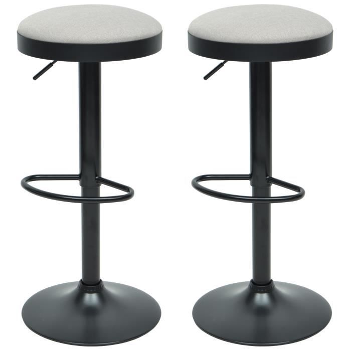 GASOLINE Lot de 2 tabourets de bar - Tissu lin - Classique - L 38,5 x P 38,5 cm