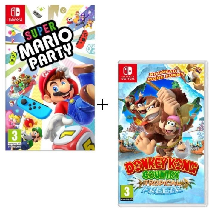 Pack 2 jeux Switch : Super Mario Party + Donkey Kong Country : Tropical Freeze
