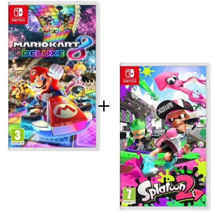 Pack 2 jeux Switch : Mario Kart 8 Deluxe + Splatoon 2