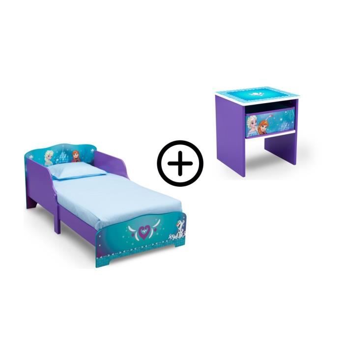 LA REINE DES NEIGES - Deltakids - Lit bois + Table de chevet