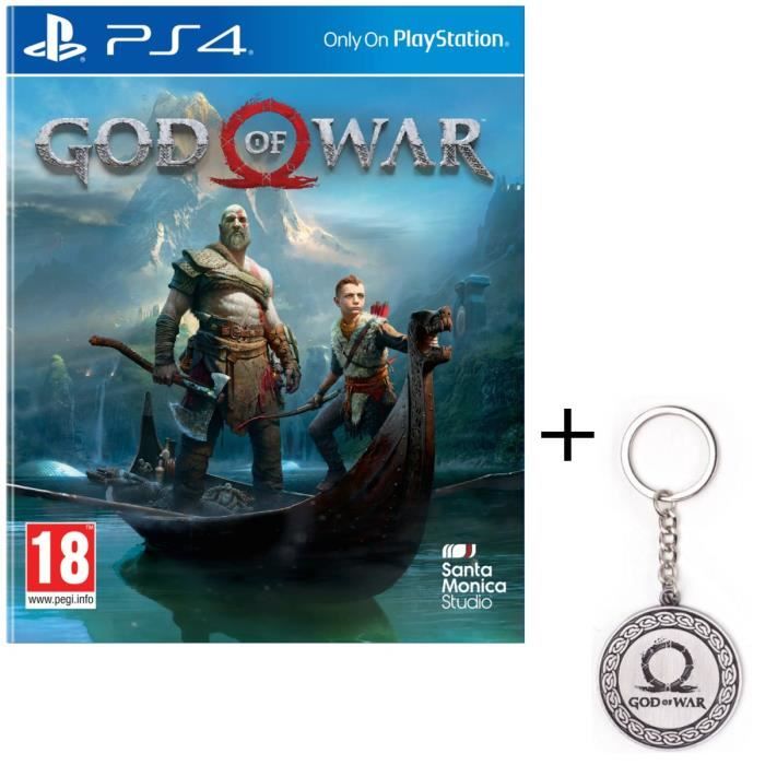 God of War Jeu PS4 + Porte-clés God Of War: Logo en métal
