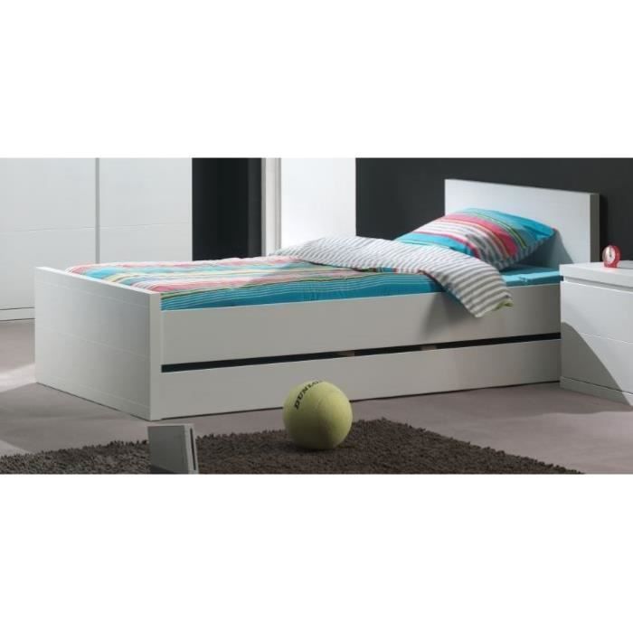 LARA Composition enfant lit + tiroir blanc