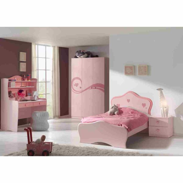 LIZZY Chambre complète enfant 4 Pièces - Rose