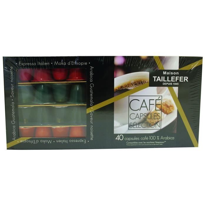 MAISON TAILLEFER Coffret Assortiment de 40 Capsules de Café