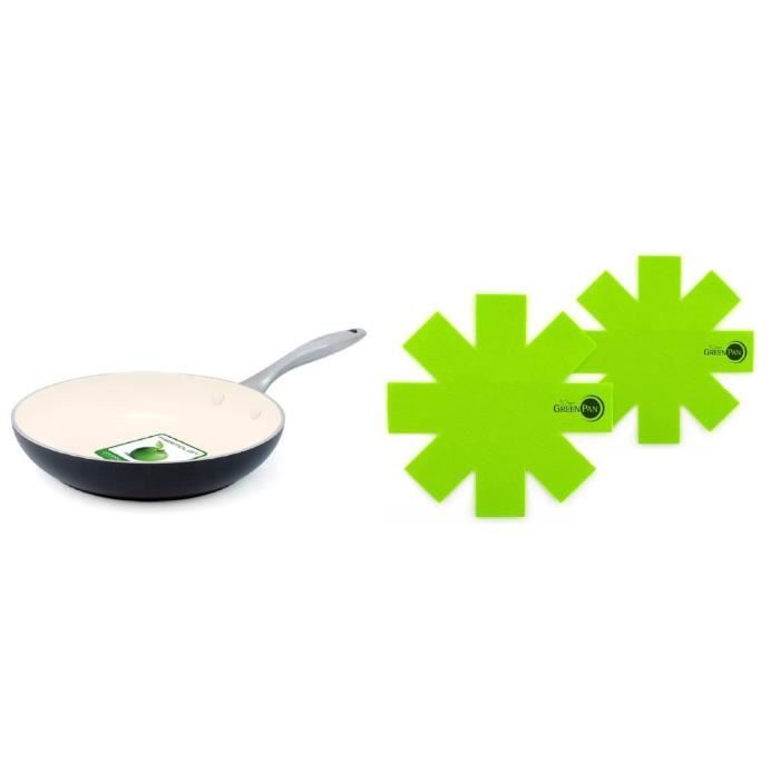 GREENPAN HERITAGE Poêle 24cm tous feux dont induction + 2 protèges poêles 24-34 cm