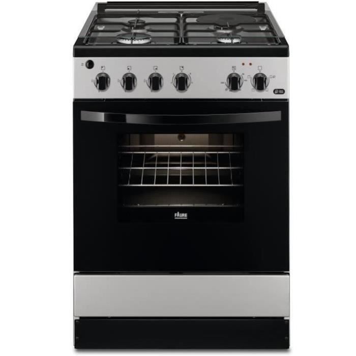 FAURE FCM640HCSA-Cuisinière table mixte gaz / électrique-4 foyers-Four électrique-Catalyse-56 L-A-L 60 x H 88,9 cm-Silver